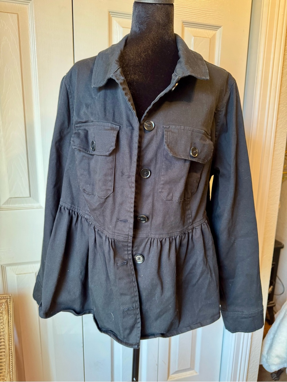torrid Black Utility Peplum Button Jacket